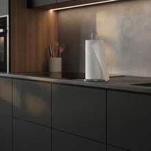 KIWI Grey Metal Kitchen Roll Holder 32cm, Vertical Paper Roll Stand With Stable Anti-Tip Circular Base, Countertop Dispenser For Kitchen And Home, Easy To Clean - 灰色上衣 - 查看 4