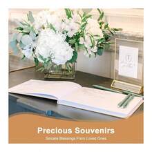 Elegant Hardcover Guest Book For Weddings Baby Showers And Special Events White Lined Keepsake Album With 150 Pages - White - View 7