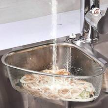 1個不鏽鋼水槽濾水籃 防漏金屬垃圾過濾器 附網狀收納，可用於存放新鮮蔬果，易清洗、耐腐蝕、耐用，省空間的廚房排水解決方案 - 銀色 - 查看 4