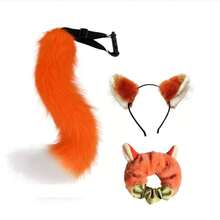 Ensemble de costume de renard orange, fourrure de renard synthétique épaisse, douce et lisse, convient pour le cosplay, les soirées en boîte de nuit, les séances photo à thème, les costumes d'Halloween, les cadeaux créatifs, accessoire décoratif amusant qui améliore l'ambiance - Multicolore - Voir 9