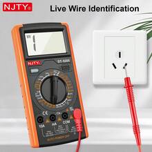 NJTY DT-9205 جهاز قياس متعدد رقمي، جهاز اختبار متعدد النطاق اليدوي لقياس الجهد والتيار والمقاومة والسعة والتردد ودرجة الحرارة والديود والترانزستور HFE، شاشة LCD كبيرة، إيقاف تلقائي للطاقة، حامل قابل للطي للاستخدام المنزلي والصناعي - متعدد الألوان - مشاهدة 4