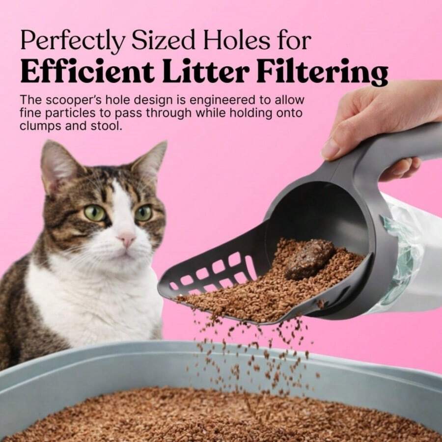 Large-Capacity Portable Cat Litter Scoop Holder, Detachable Sieve And Trash Can, Equipped With 120 Refill Bags (8 Boxes Of 15 Bags) - View 1