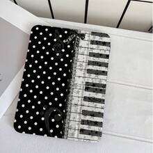 黑白波點鋼琴音符蕾絲印花平板保護殼，附筆槽，相容 iPad 10代 Smart Cover/11(A16 2025)/相容 Galaxy S9/S7/S10+/相容 /相容 - 彩色 - 查看 3