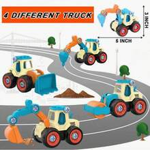 Juego de juguetes de vehículos de ingeniería DIY para niños, desmontable y ensamblable, juguete educativo de ensamblaje con tornillos para desarrollar la habilidad manual y el pensamiento lógico, modelo deslizante desmontable interactivo para padres e hijos, regalo creativo de cumpleaños y fiesta para niños de 3 a 12 años - Multicolor - Ver 8