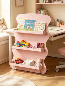 Wavy 2/3 Tier Children's Desktop Bookshelf, Children's Mini Book Storage Organizer, Cute Desktop Magazine Display Rack, Suitable For Nursery And Playroom - Multicolor - View 3