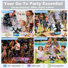 2025 Upgraded Remote Control, Auto Rotation, RGB Bubble Machine With 1800mAh Rechargeable Battery, Type-C Charging, Suitable For Children, Weddings, Birthday Parties, Outdoor Events, Bubble Liquid Not Included - White - View 9