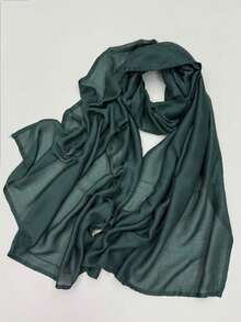 1 pieza Pañuelo musulmán de borde ancho de doble cara, casual, cómodo, versátil, de unicolor, delgado, transpirable, suave, para uso diario, vacaciones y viajes, envoltura para la cabeza, primavera y verano, nuevo pañuelo para mujer - Multicolor - Ver 10