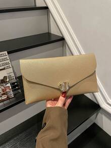 New Envelope Clutch Bag, Large Capacity Casual Fashion Minimalist Korean Style Chic Handbag For Women - Gold - View 5