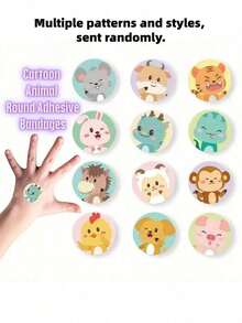 20/50/120pcs Mini Round Waterproof Bandages - Cartoon Pattern, Breathable, Low Hypoallergenic, Skin-Friendly, Easy To Apply, Removable, Random Pattern Style, Suitable For First Aid Kit - Multicolor - View 9
