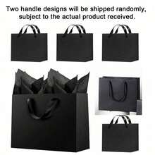 1/3/6 Black Gift Bag 7x3.9x7.1 Inches - Paper Bag With Black Paper Bag, Party Favor Bag, Shopping Bag, Wrapping Bag With Handles, Women's Wedding Party Christmas Thanksgiving Gift Wrapping Bag, Valentine's Day Bridesmaid Party Gift, Valentine's Day - Multicolor - View 9