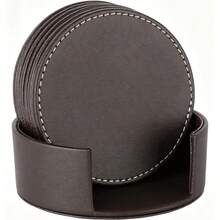 6pcs Round Leather Coasters, 4 Inch Round Coasters, Suitable For Home And Kitchen Use. - Multicolor - View 3