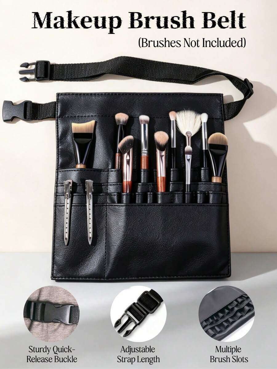 Professional Makeup Artist Waist Bag, Portable Makeup Brush Storage Bag With Large Capacity, Multiple Slots And Adjustable Waist Strap, Makeup Bag (Makeup Brushes Not Included)