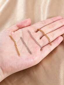 50pcs Alloy Extension Chain Tails, No Clasp, Bracelet Extension Chain, Suitable For DIY Necklace Jewelry Making, 5cm Length - Yellow Gold - View 4