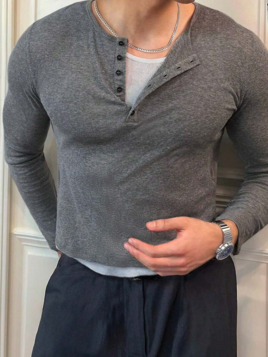 Men Shapewear Tops - Grey - View 1