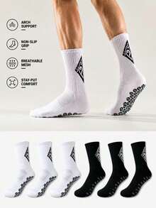 10/5/1Pair Men's Non-Slip Dots Mid-Calf Soccer Socks, Breathable Anti-Slip Grip Athletic Football Sports Socks For Training Match - Multicolor - View 5
