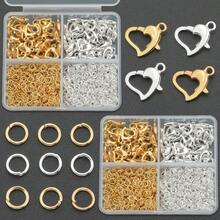 350pcs/Box DIY Jewelry Clasp Set With Heart Lobster Clasp, Jump Rings, Suitable For Handmade Weaving DIY Jewelry, Keychain, Phone Chain End Clasp, Connector, Necklace Bracelet Pendant End Clasp, Open Connector Ring, Earring Bead Connector, Multi-Functional Jewelry Making Materials - Heart Buckle & Jump Ring - View 7
