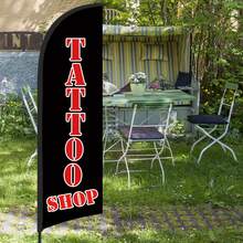 RXDAMTECH 1pc Commercial Tattoo Feather Flag, 8.2FT Outdoor Advertising Curved Banner (Includes Flag Pole And Ground Stakes) - Tear-Resistant Polyester Tattoo Signage Suitable For Stores And Events - Tattoo - View 7
