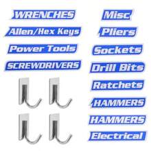 Magnetic Tool Box Labels And Hooks Set, 12 PCS Toolbox Magnetic Labels + 4PCS Self Adhesive Metal Hooks, Reusable Tool Box Accessories Organize For Steel Carts, Drawers, And Cabinets - Blue - View 2