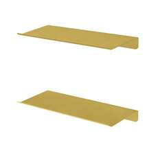 2 Pack Metal Floating Wall Mount Storage Shelves 30*12.5*3.2CM, Adhesive Wall Display Rack For Succulents, Fragrance Diffusers And Decor Ornaments, Hanging Organizer For Bedroom Study Office Wall Decor Storage - Gold - View 9