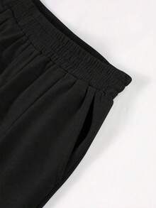 1pc Boys' Teen Summer Fashion Versatile Casual Commute Comfortable Loose 7/10 Pants - Black - View 7