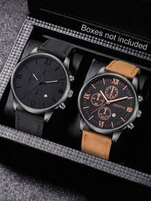 4pcs Men's Quartz Watch Mixed Set, Business Casual Minimalist Dial With Date Function, Suitable For Daily Wear, Decoration Or Father's Day, Thanksgiving And Other Holiday Gifts For Friends And Father - Multicolor - View 3