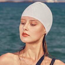 Silicone Swimming Caps Large Size Long Hair Ear Protection Swim Caps For Women Elastic Solid Color Swimming Cap Pool Accessories - A - View 2