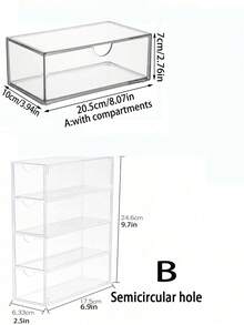 1pc 4-Layer Acrylic Dust-Proof Gap Storage Drawer, Vanity Organizer Box, Suitable For Lipstick, Lip Gloss, Eyeshadow, Cosmetics, Glasses, Storage, Holiday Gift, Back To School Essential - Clear - View 6