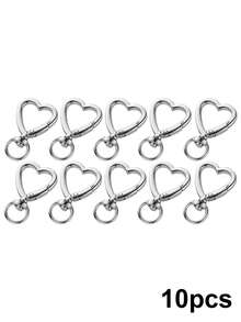 10/20pcs Heart-Shaped Keychain Swivel Hook, Cute Zinc Alloy Spring Clasp Keyring, Handbag Clip For DIY Crafts - Multicolor - View 15
