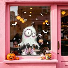 1/4pcs Fall Decor Halloween Window Stickers, Cute Pink Bow Ghost Monster With Sneaker And Bat Spider Web DIY Decals. Removable For Home Room Decor, Halloween Decorations Party Supplies. - Multicolor - View 7