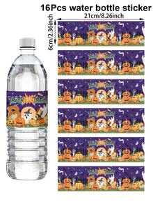 16 buah Stiker Botol Minum Halloween, Motif Hantu Kelelawar, Cocok untuk Dekorasi Halloween, Dekorasi Trick or Treat untuk Halloween, Dekorasi Rumah, Dekorasi Meja Dapur, Hadiah Halloween, Dekorasi Musim Gugur - Halloween - View 13