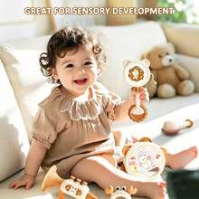 1/2/8PCS Adorable Animal Rattle Set, Rabbit Deer Crab Shape Baby Shaking Toy With Sound, Soft Handle Interactive Sensory Toy, Fine Motor Skills Development Gift For Toddlers 18 Months+ - Multicolor - View 7
