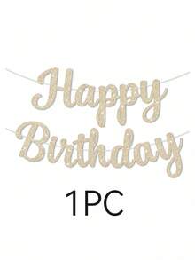 1套亮金 Happy Birthday 橫幅，金色生日派對裝飾，Happy Birthday 標誌，女性生日裝飾，需DIY，Happy Birthday - 查看 21