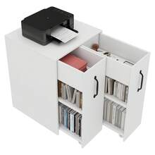 =N880P313969W Small Wheeled Bookcase 52x50x75cm – With Shelves And Drawers, Reversible Left/Right Configuration, Fully Extendable Single Module, With Anti-Tip Protection, Nightstand - White - View 3