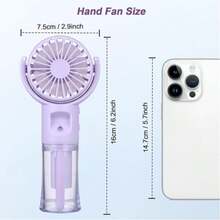 Minimalist Handheld Mist Fan - USB Rechargeable Small Fan, 4-Speed Wind + Mist Function, Suitable For Camping, Office, Business Travel, Outdoor, Makeup, Commuting Scenarios, Summer Fan, 3-In-1 Handheld, Neck-Hanging, Desktop Functions, Fans, Holiday Essentials - Multicolor - View 2