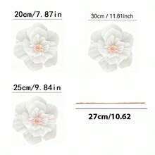 48/6pcs White Crepe Paper Flowers Wedding Decoration, Suitable For Wedding, Spring/Summer Wedding Celebration, Birthday Party And Holiday Events. These Paper Flowers Can Be Used For Wall, Hanging And Arch Decoration To Create Event Atmosphere - Multicolor - View 8