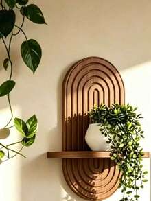 Bohemian Style Arched Floating Shelf, Wooden Wall Decor Storage Rack, Suitable For Potted Plants, Wall Flower Rack, Suitable For Bedroom, Living Room, Kitchen Wall Decoration - Multicolor - View 5