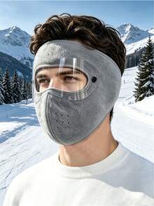 1pc Winter Warm Fleece Full Face Mask With Detachable Transparent Windproof Goggles, Cold-Proof Unisex Outdoor Skiing, Motorcycle Riding, Snowboarding Windproof Full Coverage Face Mask - Thermal Face Mask - View 8