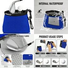 Golf Club And Golf Ball Cleaning Bag - Cleans Club Grooves, Waterproof Clean Face Tech, Detachable Clip, Machine Washable, Stay-Dry Exterior, Golfer Gifts For Men 1 - Blue - View 1