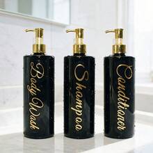 3件組 500ml/16.91oz 浴室收納架附防水標籤，空瓶設計，可盛裝洗髮精、沐浴露、護髮乳，可重複填充，居家浴室裝飾，秋季裝飾，返校裝飾，壓頭乳液瓶，浴室分裝瓶，可重複填充空塑膠分裝瓶，適用於洗髮精與護髮乳 - 多色 - 查看 2
