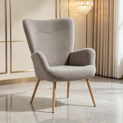 Armchair,Modern Armchair With High Back And Integrated Armrests,Lounge Chair With Curved Silhouette,For Living Room,Bedroom Or Reading Nook(Lounge Chair Only)