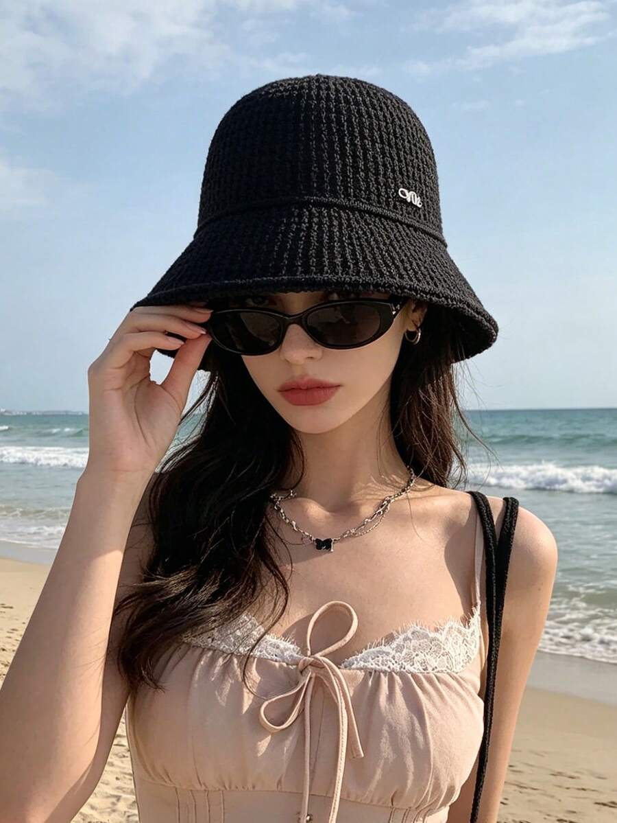 1pc Women's Versatile Minimalist Solid Color Bohemian Bucket Hat, Summer New Thin Fashion Frayed Brim Elegant Bucket Hat, Comfortable Casual Suitable For Beach Vacation, Outing, Party, Shopping And Other Occasions - Multicolor - View 1