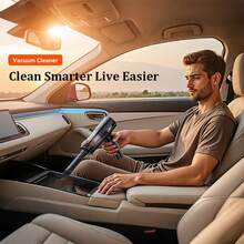 Mini Car Vacuum Cleaner 11000PA Powerful Suction Handheld Rechargeable Vacuum With LED Light And Multiple Accessories Portable For Car Interior, Home And Office Use 11.1V 2000mAh - Wireless - View 2