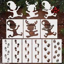 3/6/12pcs Christmas Elf Pattern Stencil Set, Includes Footprint And Handprint Patterns, Plastic Drawing Stencils, Christmas Footprint Pattern Stencils, Elf Handmade Craft Stencils, Elf DIY Pattern Stencils, Reusable PET Stencils, Suitable For Drawing Window Sill Elf/Footprint Pattern Christmas Decorations - A - View 11
