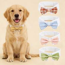 1 buah Dasi Kotak-kotak Model Tuxedo Baru untuk Anjing, Aksesori Hewan Peliharaan untuk Kostum Pernikahan dan Ulang Tahun, Dasi Lucu yang Dapat Diatur, Cocok untuk Anjing Kecil, Sedang, dan Besar. - Biru - View 2