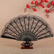 1pc Vintage French Lace Tassel Folding Hand Fan, Portable All Season, Suitable For Dancing - Multicolor - View 9