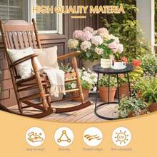 Vercraft Mesa auxiliar redonda pequeña de metal de 14 pulgadas, resistente a la intemperie, patio, mesa de bistró, soporte de flores para interiores y exteriores, patio, balcón, porche, jardín - Multicolor - Ver 5