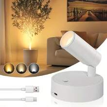 1件裝可充電磁吸式LED室內燈，USB充電，三色可調光，350°旋轉，電池供電壁燈，適用於臥室、床頭櫃、藝術品、繪畫、盆栽植物、攝影 - 彩色 - 查看 2