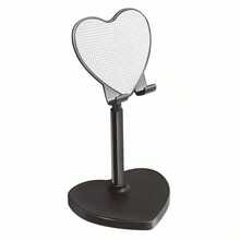 2026 New Model: Heart-Shaped Metal Desktop Stand ABS | Aluminum Alloy Portable Phone Tablet Holder | 360° Rotatable Adjustable Angle | Suitable For Desk, Bedside Table Or Car | Fashionable Cute Practical, Slouchy Person Essential, Hands-Free Easy Use | Popular Desktop Decor, Make Daily Life More Convenient And Interesting - Black - View 10