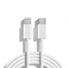 Lightning 快充線 Type-C 閃電快充 高密度編織彩色 PD 快充線 適用於 iPhone 14/13/12/11 等系列 Lightning 充電線 - 白色 - 查看 5