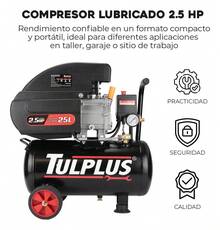 Compresor De Aire Eléctrico Lubricado 2.5hp 25 Litros 115psi 1875w Alta Potencia Compacto Portátil Adir 3830 - Tipo de Enchufe B USA (110-127V) - Ver 2